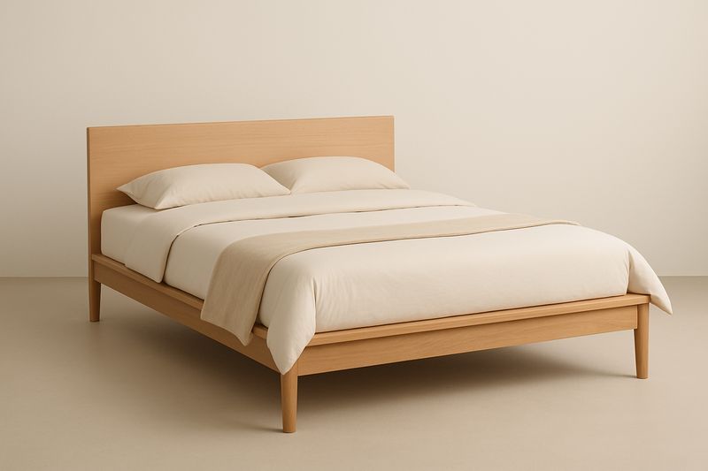 Letto in legno naturale con materasso in cotone 200x160×90 cm-Jardinmarie