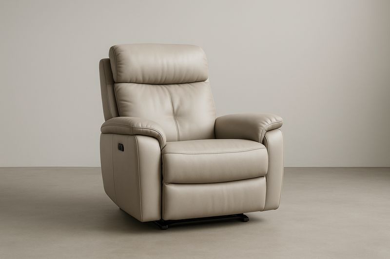 Poltrona reclinabile in pelle sintetica beige con schienale alto-Jardinmarie