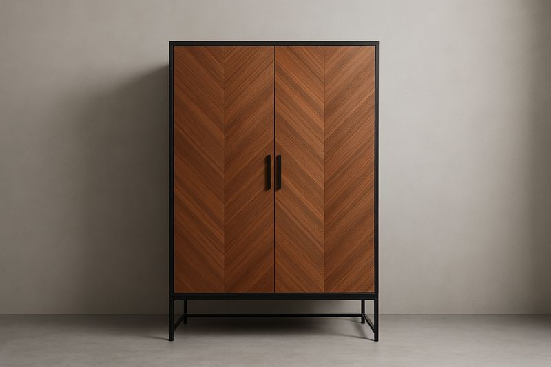 Armadio due ante legno e metallo Marrone/Nero-Jardinmarie