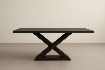 Tavolo da pranzo rettangolare in legno massello marrone 200x100x75 cm-Jardinmarie