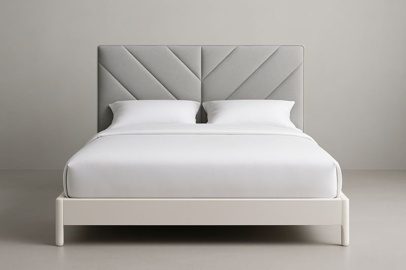 Letto matrimoniale imbottito con testiera a righe 160x200×100 cm struttura in legno-Jardinmarie