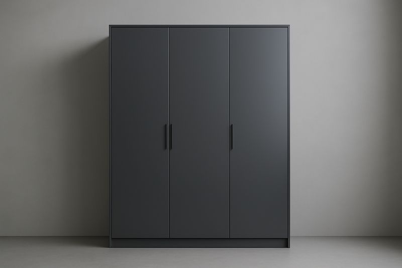 Armadio a tre ante in MDF Antracite 200x150x60 cm-Jardinmarie