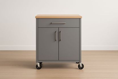 Carrello da Cucina in Metallo e Legno Grigio-Jardinmarie