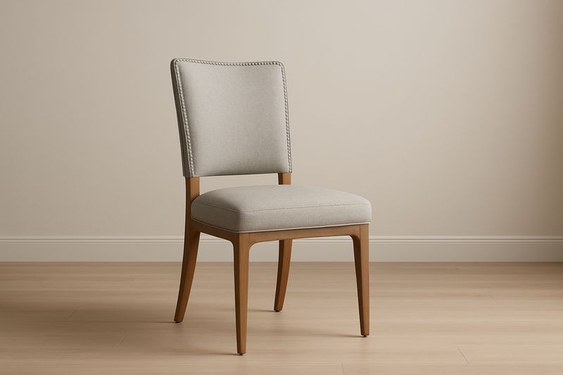 Sedia in legno con tessuto beige 89x46x55 cm-Jardinmarie