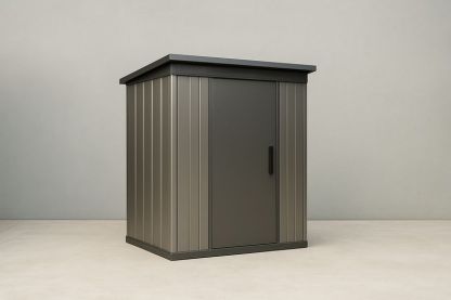 Casetta da giardino in acciaio con porta singola, grigio scuro, 190x150x120 cm-Jardinmarie