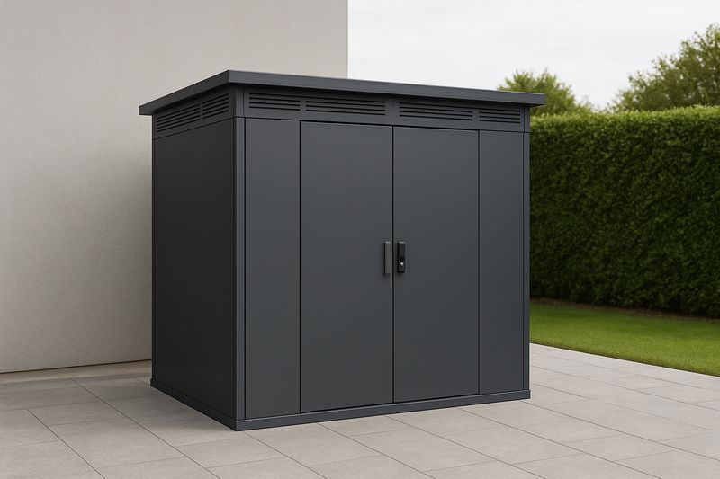 Capanno Esterno in Metallo Grigio con Ventilazione-Jardinmarie