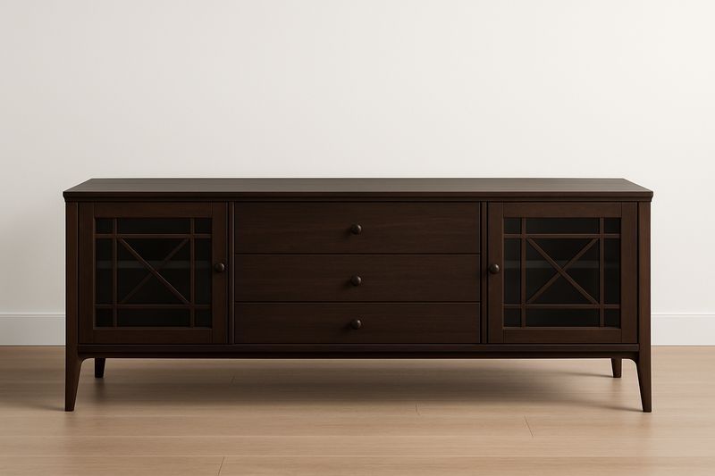 Mobile TV in legno e vetro temperato marrone 150x45x75 cm-Jardinmarie