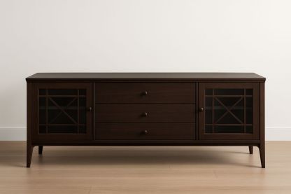 Mobile TV in legno e vetro temperato marrone 150x45x75 cm-Jardinmarie