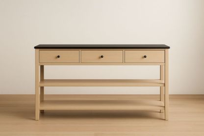 Consolle Rettangolare con 3 Cassetti in Legno e MDF Nero-Jardinmarie