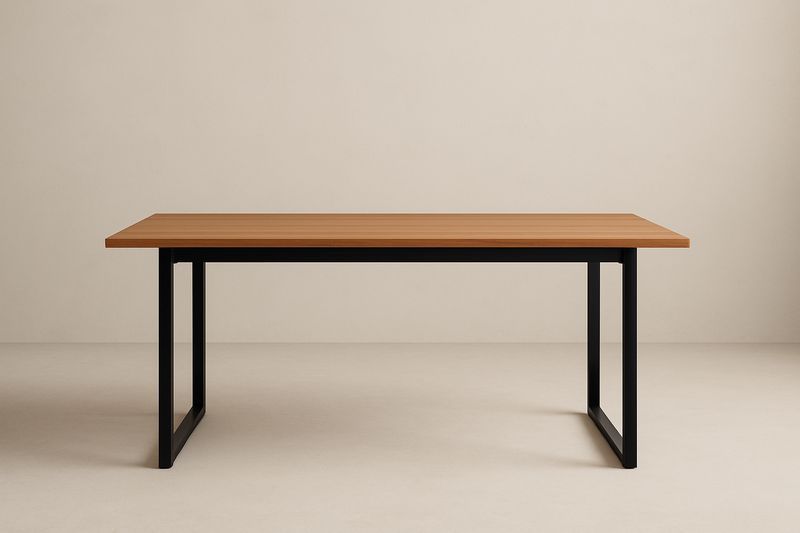 Tavolo rettangolare in legno e metallo 180x90x75 cm-Jardinmarie