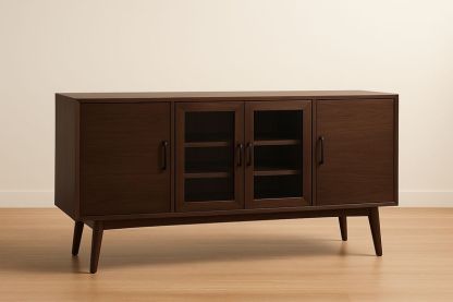 Credenza in Legno con Ante in Vetro 180x45x75 cm-Jardinmarie