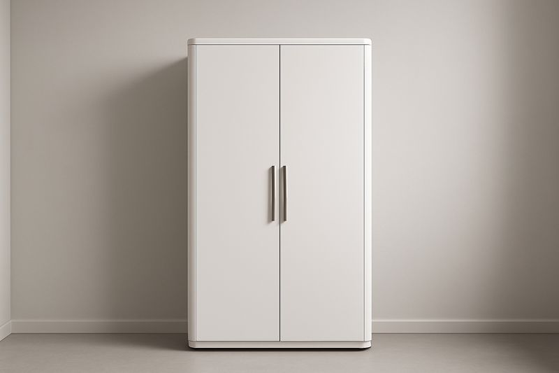 Armadio 2 Ante in MDF Bianco con Maniglie in Metallo-Jardinmarie