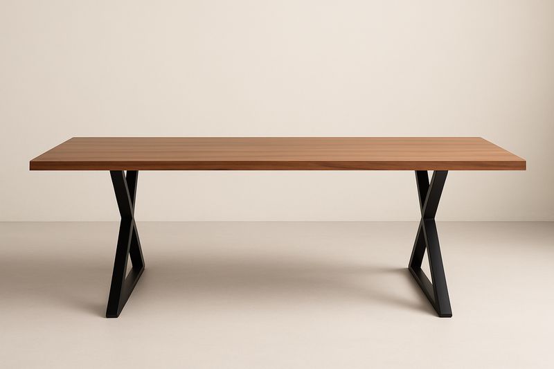 Tavolo rettangolare in legno e metallo 200x90x75 cm-Jardinmarie