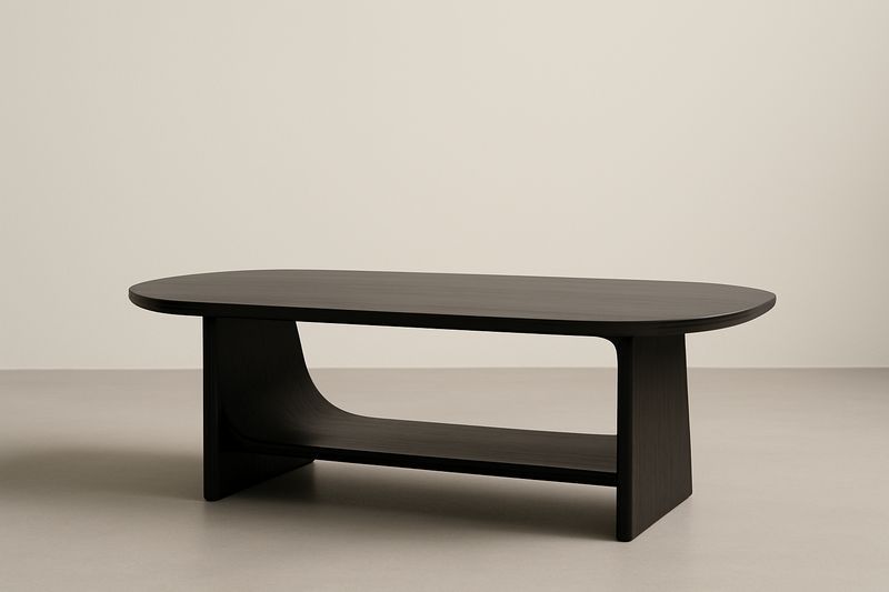 Tavolino ovale in legno MDF nero 120x60x40 cm-Jardinmarie