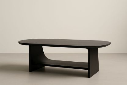 Tavolino ovale in legno MDF nero 120x60x40 cm-Jardinmarie