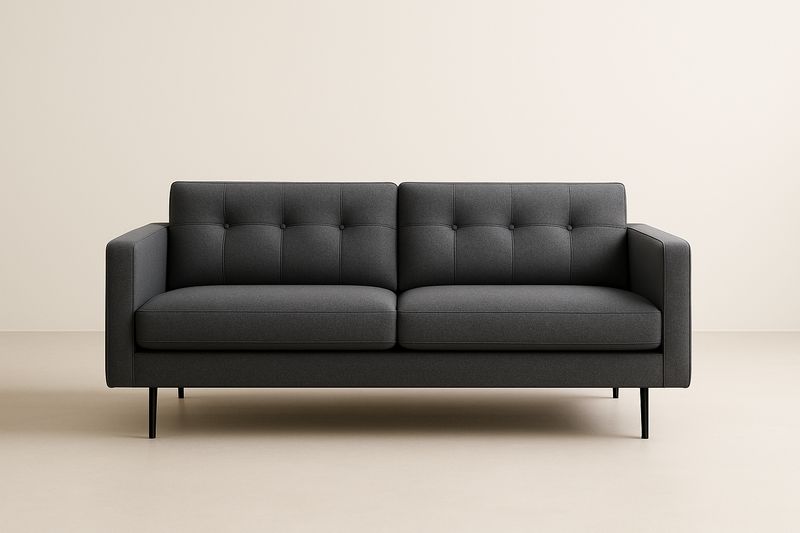 Divano Due Posti in Tessuto Grigio 200 cm x 90 cm x 85 cm-Jardinmarie