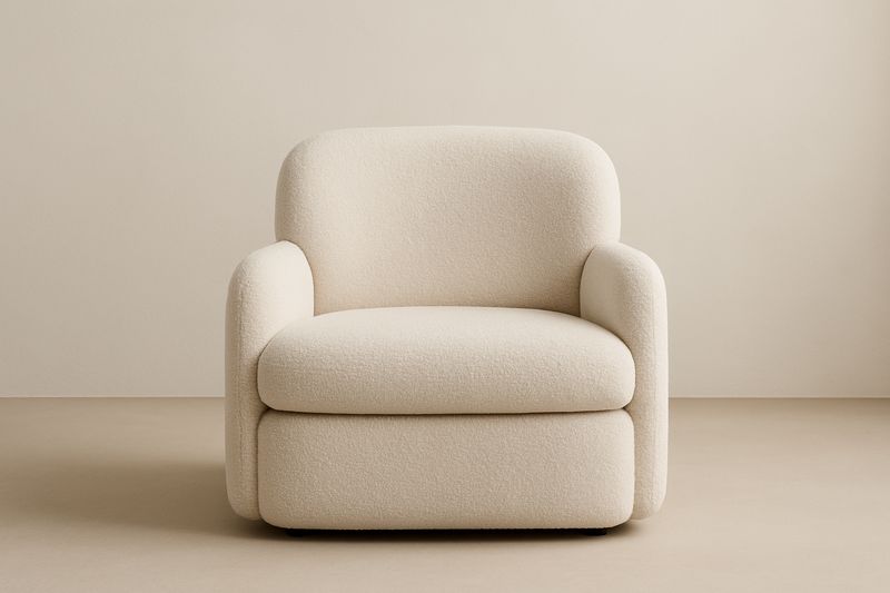 Poltrona in Tessuto Bouclé Bianco 90x85x80 cm-Jardinmarie