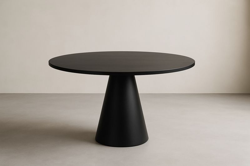 Tavolo rotondo in legno e metallo nero-Jardinmarie