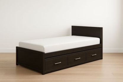 Letto singolo con cassetti in legno marrone-Jardinmarie