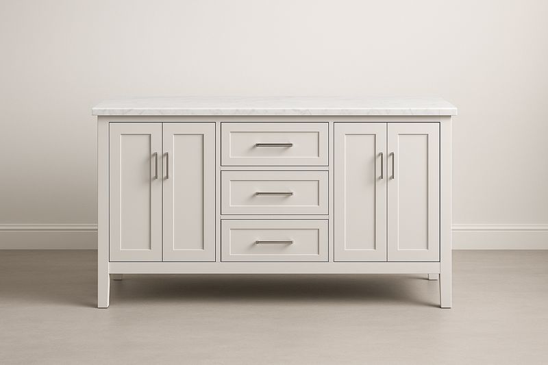 Credenza rettangolare in legno con superficie in marmo bianca-Jardinmarie