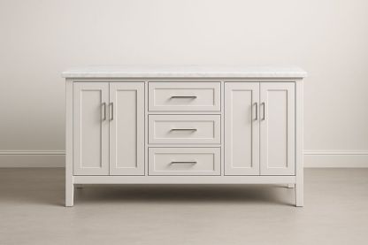 Credenza rettangolare in legno con superficie in marmo bianca-Jardinmarie