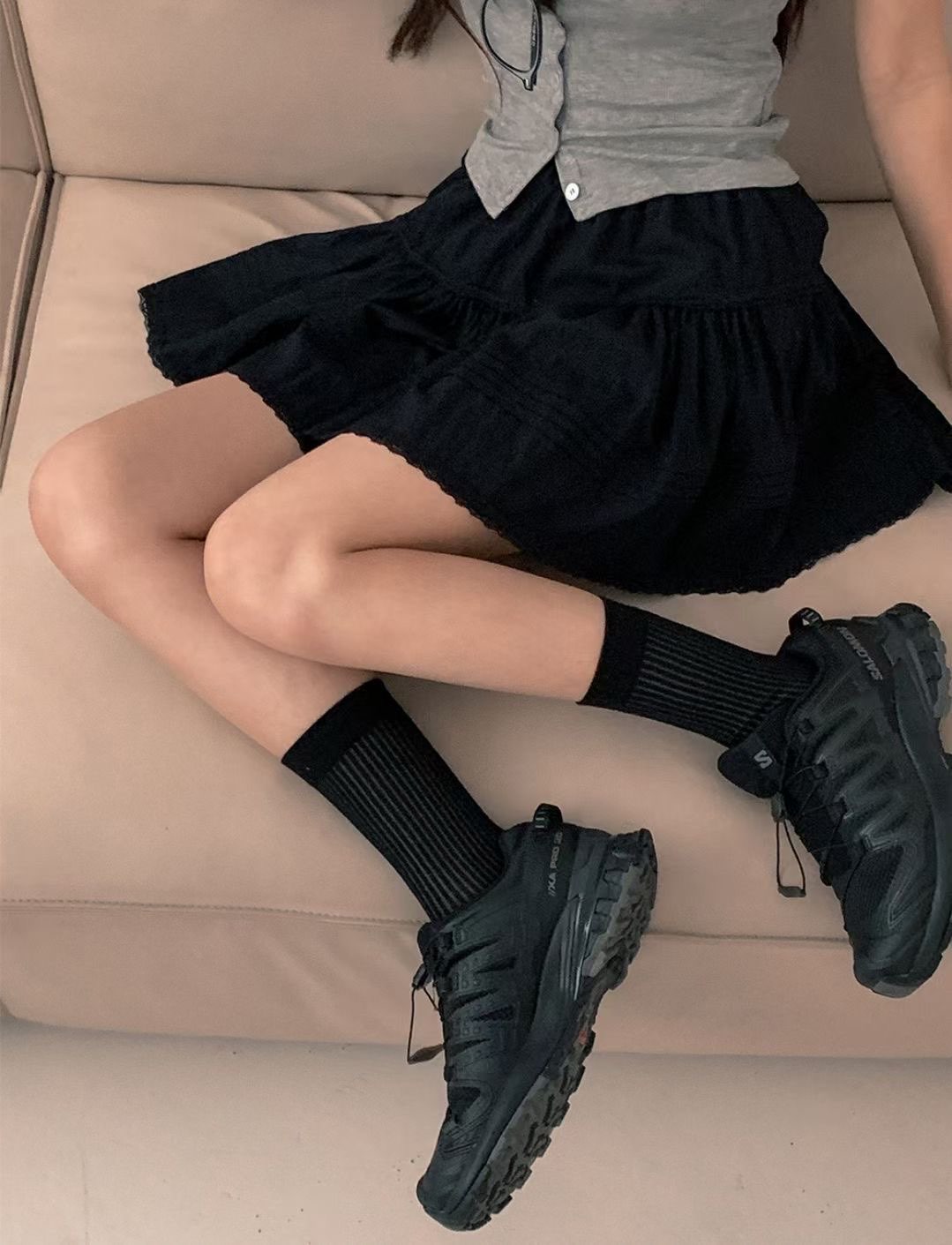 C1103 Lace Frill Mini Skirt
