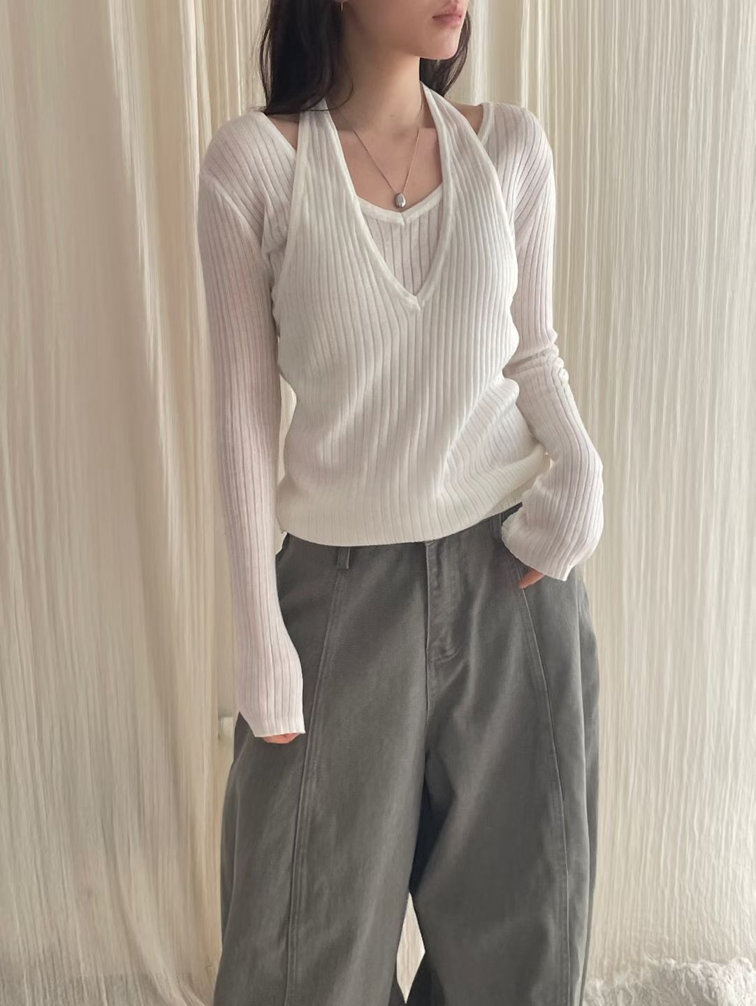 [Preorder 1st Drop Price] C1114 Veilframe Knit Top