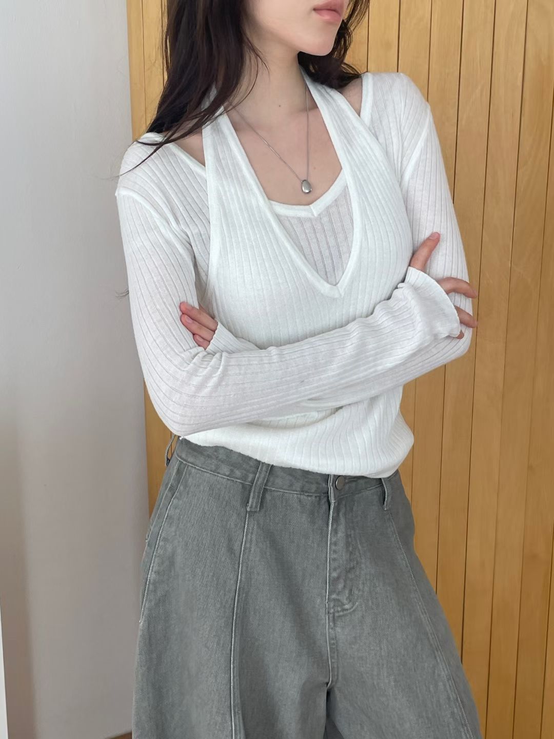 [Preorder 1st Drop Price] C1114 Veilframe Knit Top