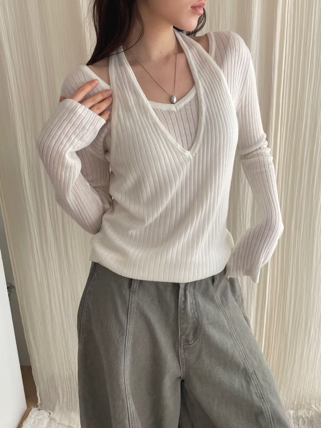 [Preorder 1st Drop Price] C1114 Veilframe Knit Top