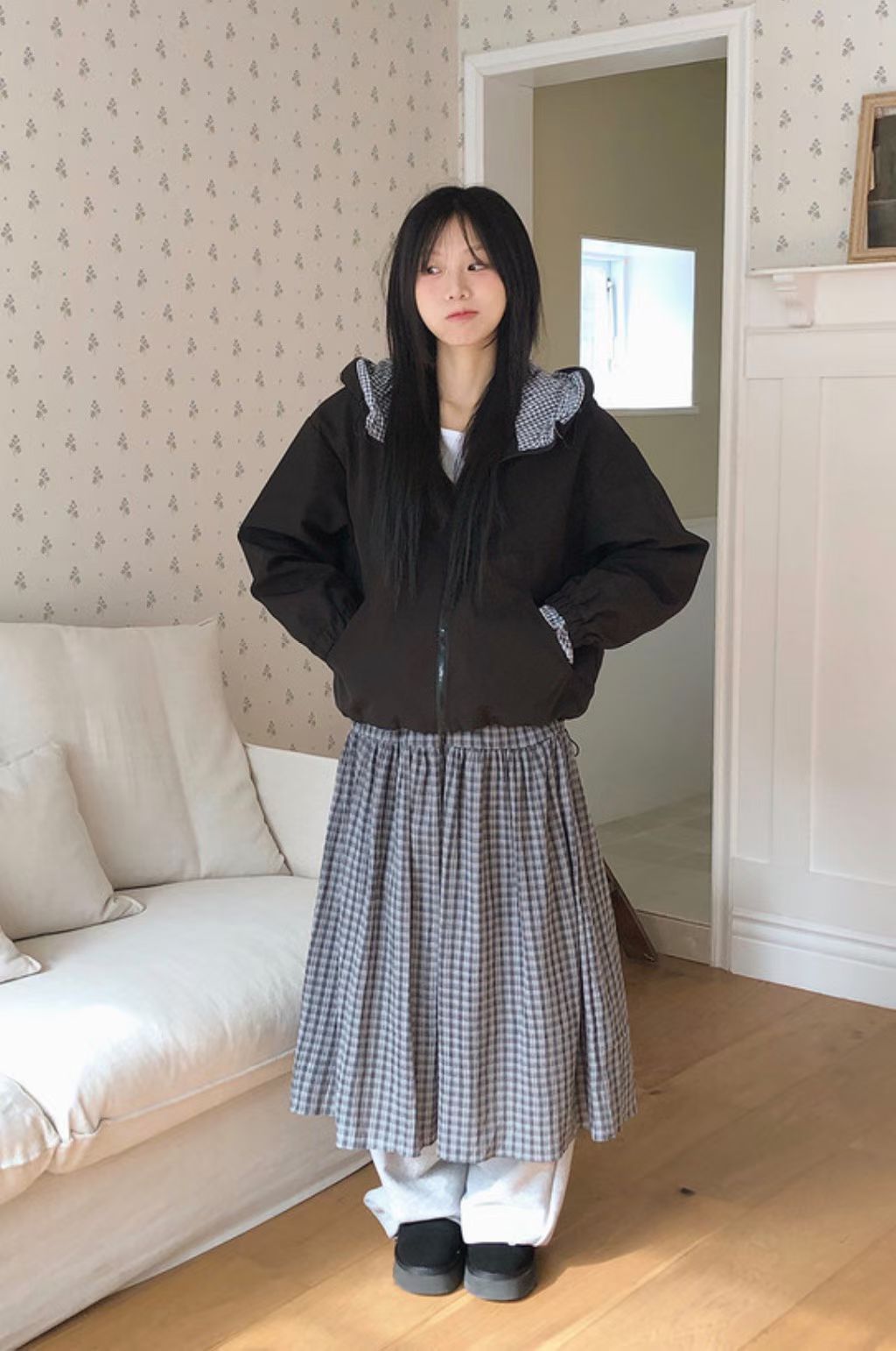 [Preorder 1st Drop Price] C1207 Elowen Checkflare Maxi Skirt