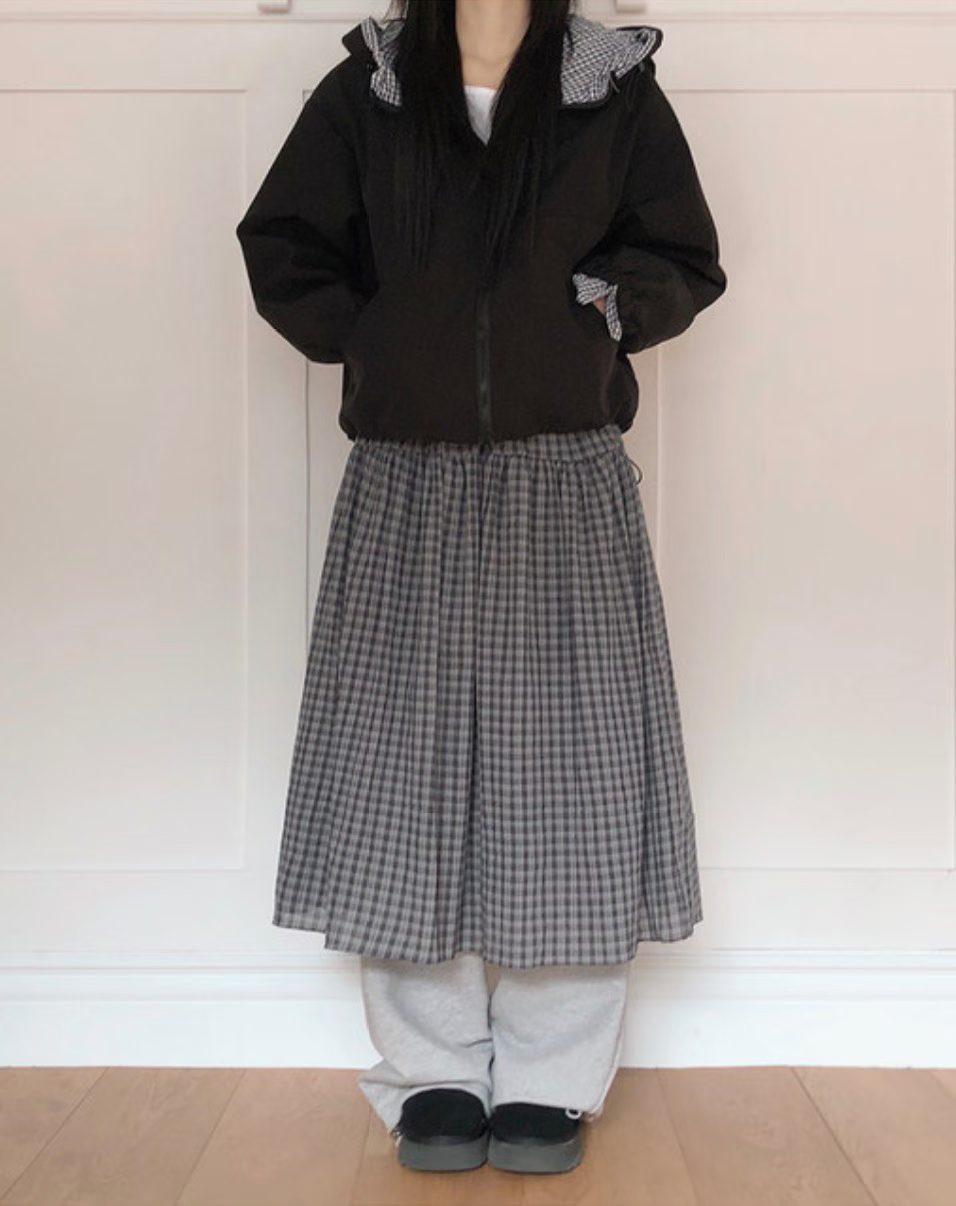 [Preorder 1st Drop Price] C1207 Elowen Checkflare Maxi Skirt