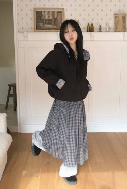 [Preorder 1st Drop Price] C1207 Elowen Checkflare Maxi Skirt