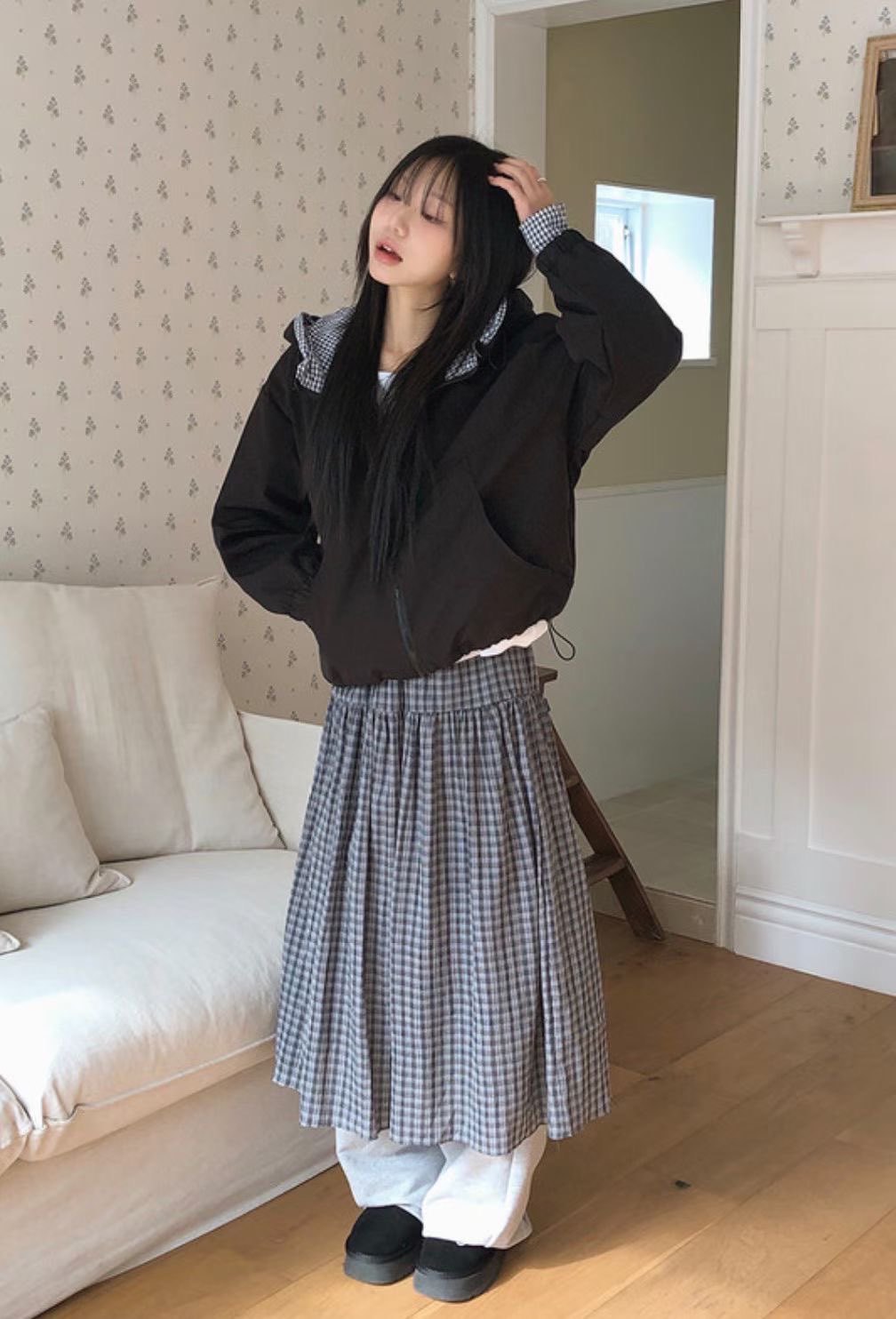 [Preorder 1st Drop Price] C1207 Elowen Checkflare Maxi Skirt