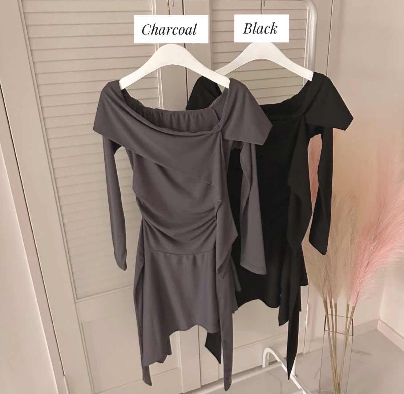 [Preorder 1st Drop Price] C1403 Off Shoulder Shirring Mini Dress