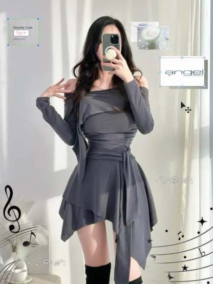 [Preorder 1st Drop Price] C1403 Off Shoulder Shirring Mini Dress