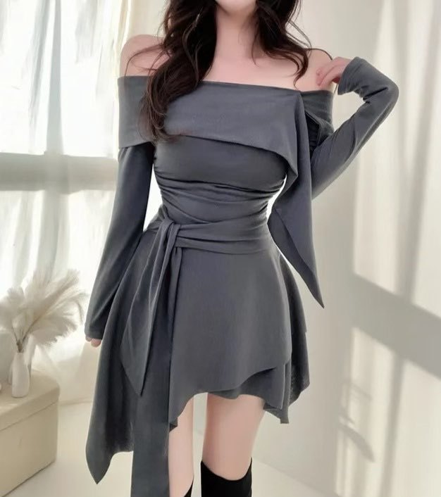 [Preorder 1st Drop Price] C1403 Off Shoulder Shirring Mini Dress