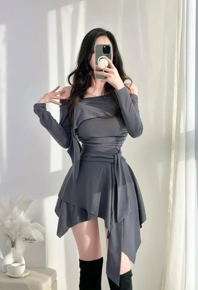 [Preorder 1st Drop Price] C1403 Off Shoulder Shirring Mini Dress