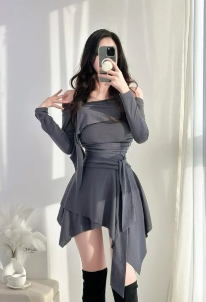 [Preorder 1st Drop Price] C1403 Off Shoulder Shirring Mini Dress