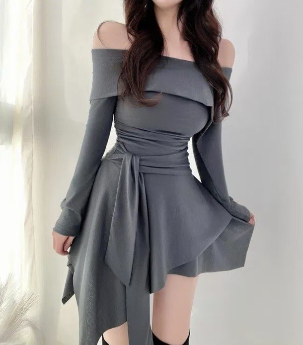 [Preorder 1st Drop Price] C1403 Off Shoulder Shirring Mini Dress