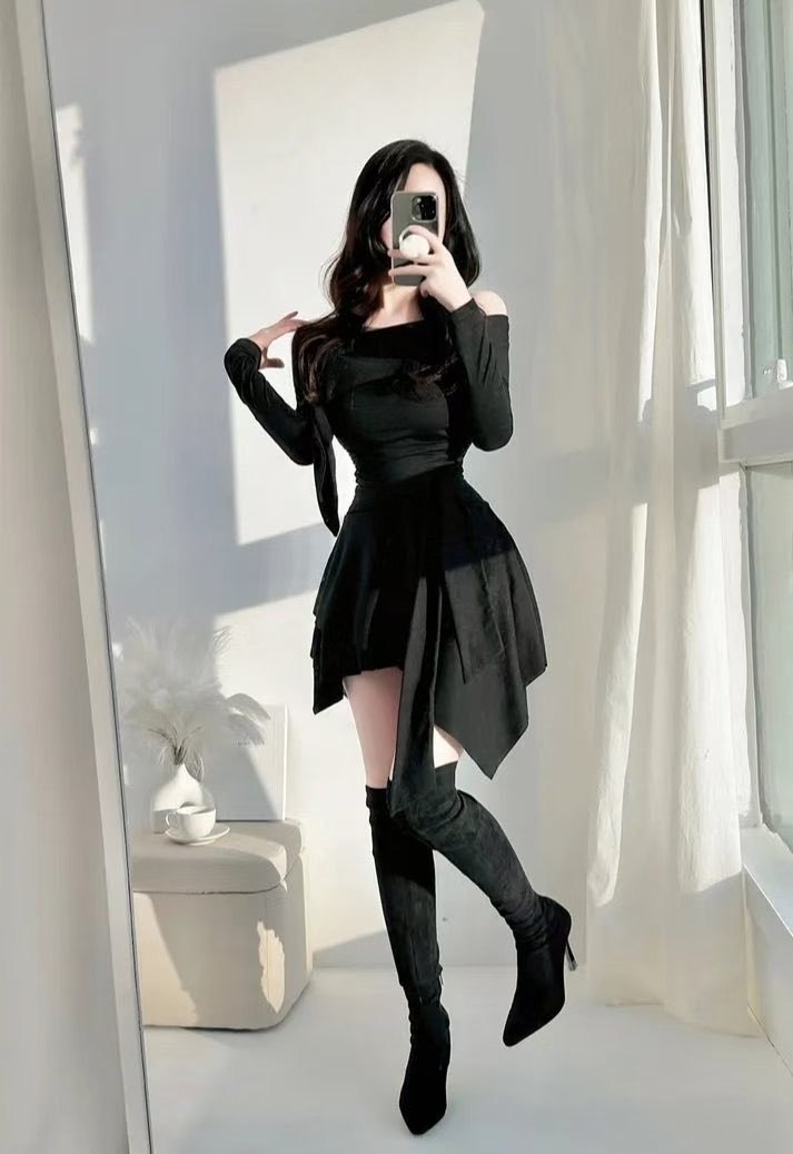 [Preorder 1st Drop Price] C1403 Off Shoulder Shirring Mini Dress