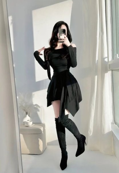 [Preorder 1st Drop Price] C1403 Off Shoulder Shirring Mini Dress