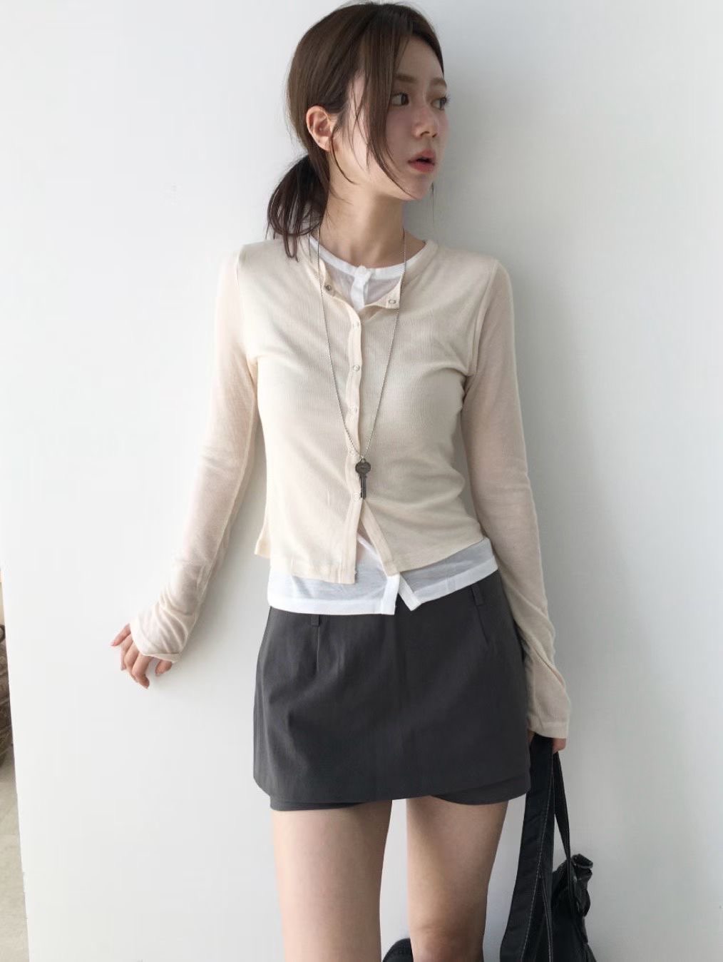 C1601 Inner Layering Knit Cardigan