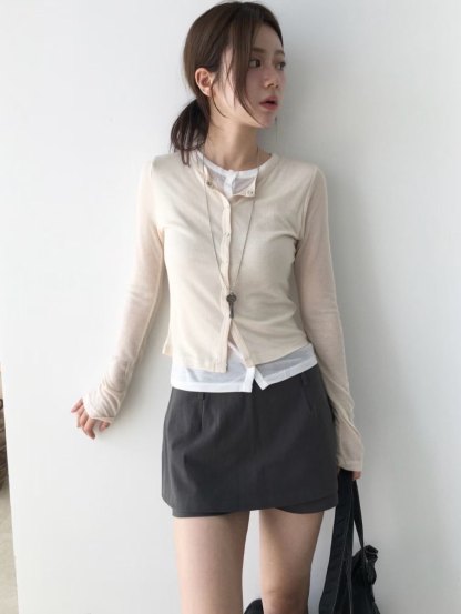 C1601 Inner Layering Knit Cardigan