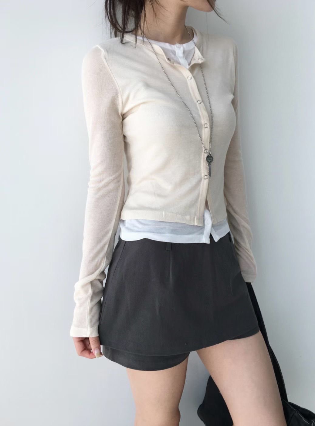 C1601 Inner Layering Knit Cardigan