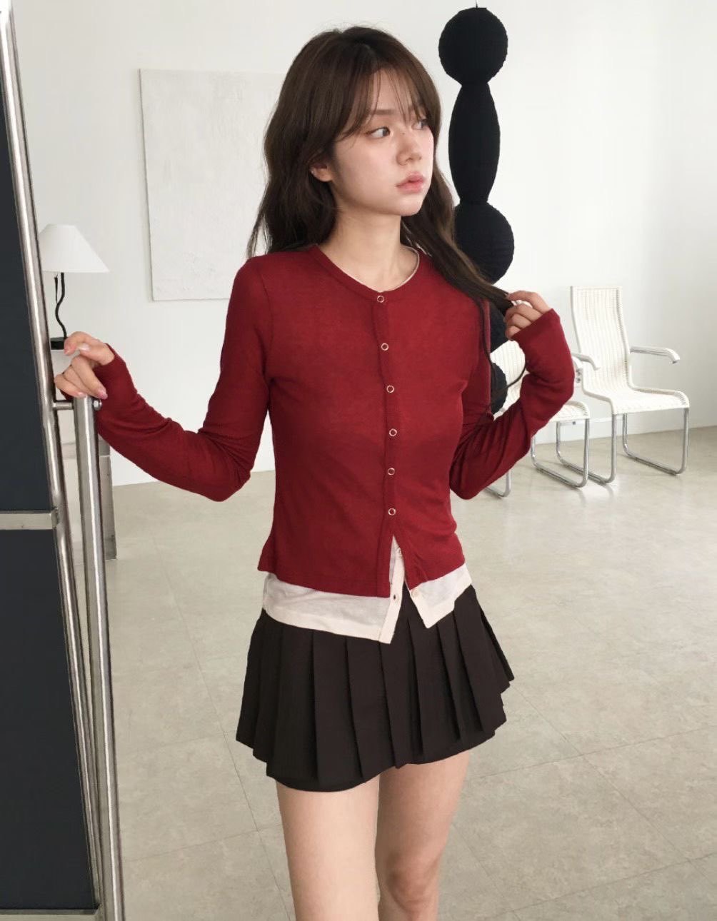 C1601 Inner Layering Knit Cardigan