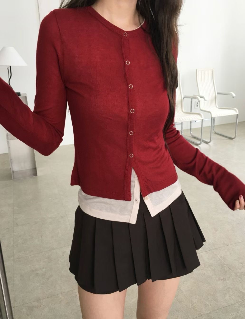 C1601 Inner Layering Knit Cardigan