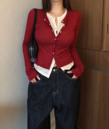 C1601 Inner Layering Knit Cardigan