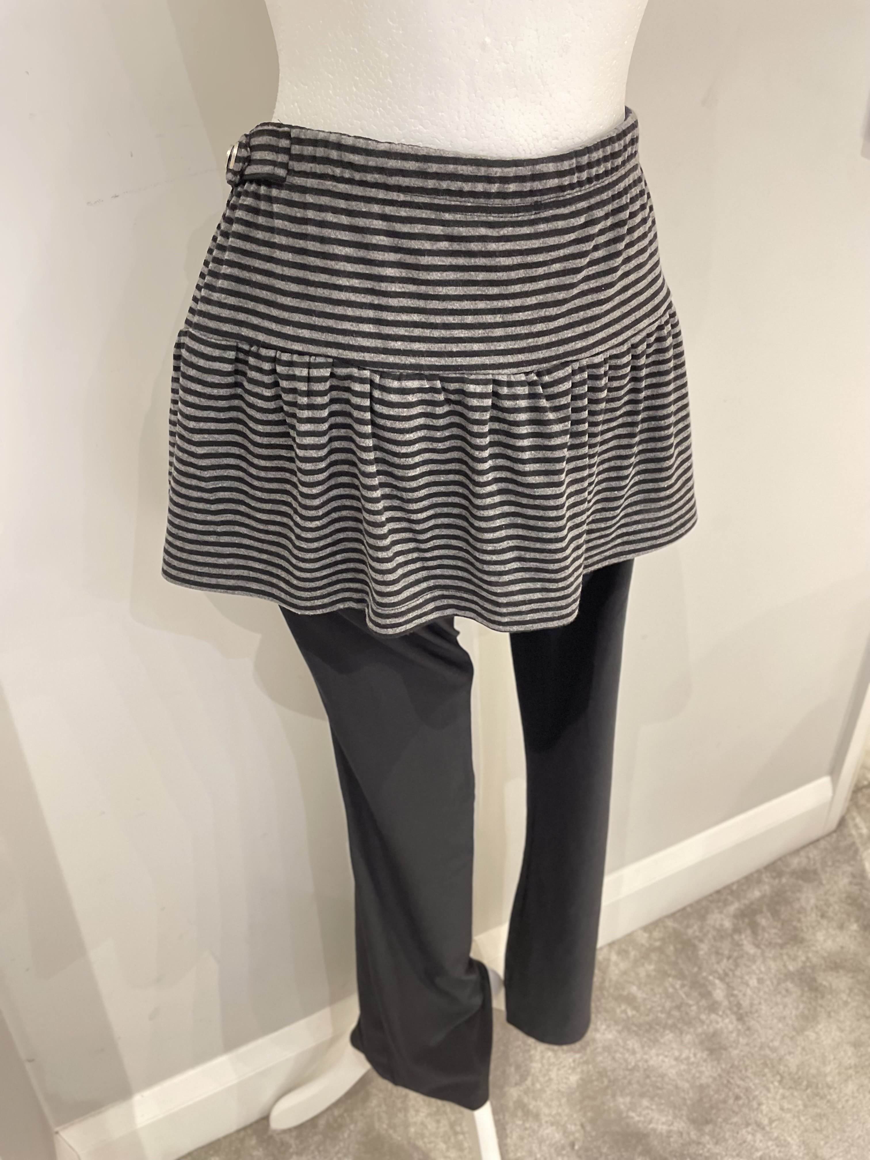 Stripe Skirt Layered Boot-Cut Pants