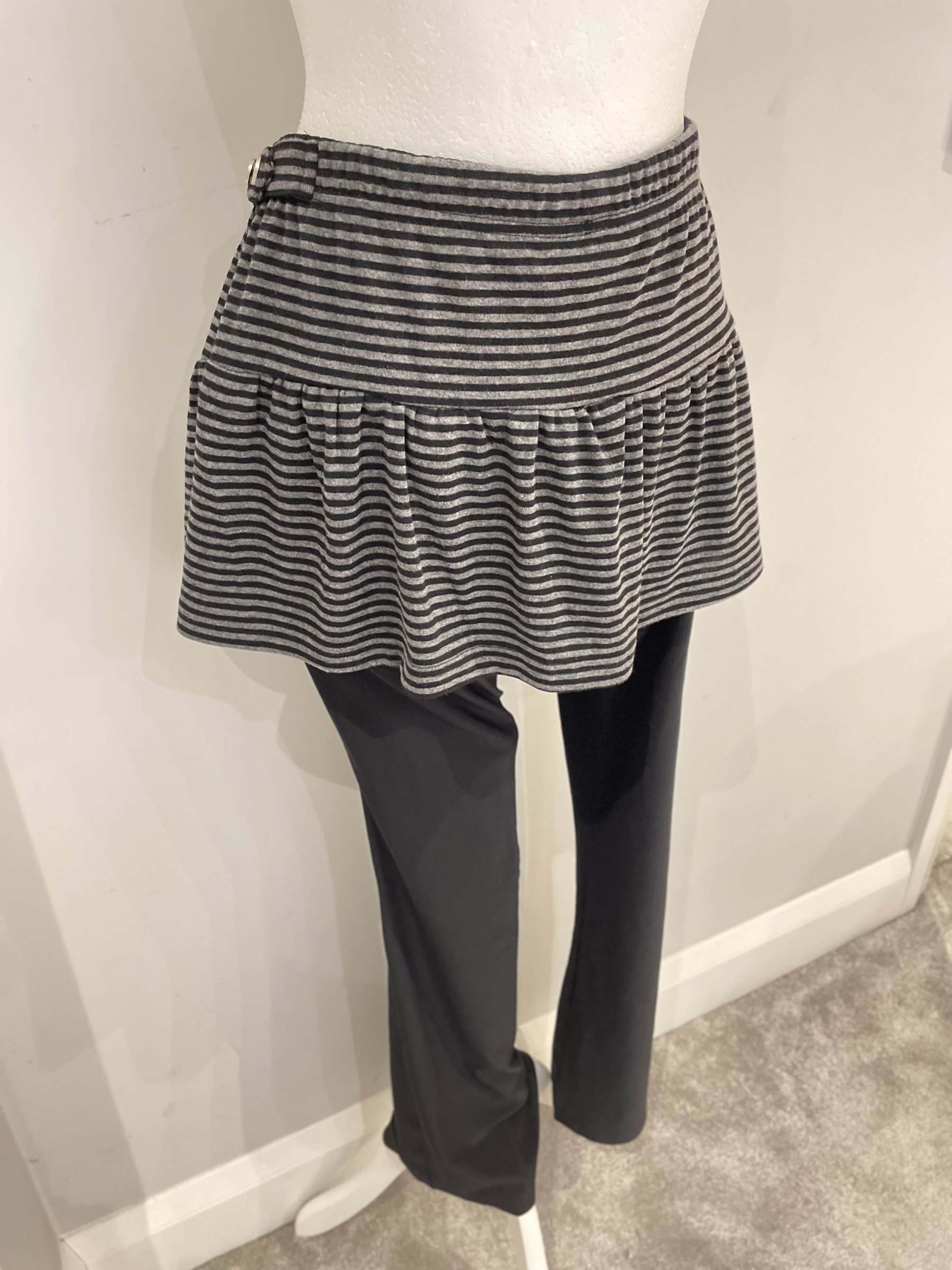 Stripe Skirt Layered Boot-Cut Pants