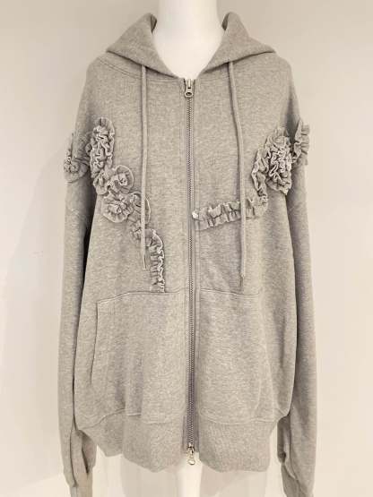 Oversized Rose Frill Hoodie